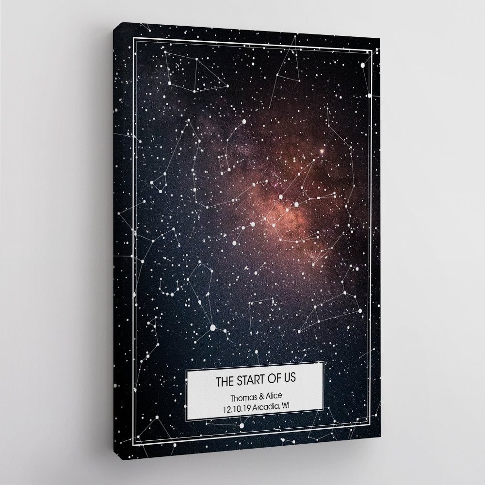 Custom Star Map, Personalized Night Sky Engagement Gift, Valentine's Gift, Anniversary Gift Canvas