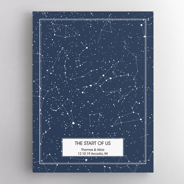 Custom Star Map, Personalized Night Sky Engagement Gift, Valentine's Gift, Anniversary Gift Canvas
