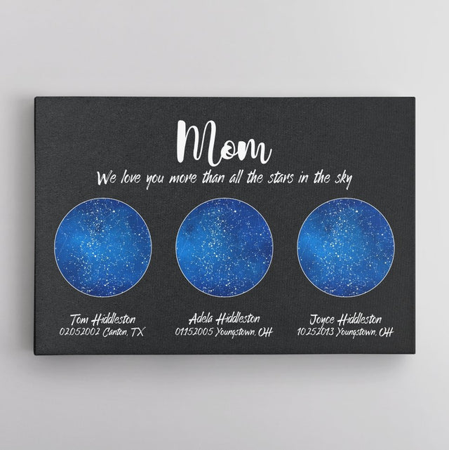 Custom Star Map, Personalized Night Sky, Mother's Day Gift Canvas Wall Art