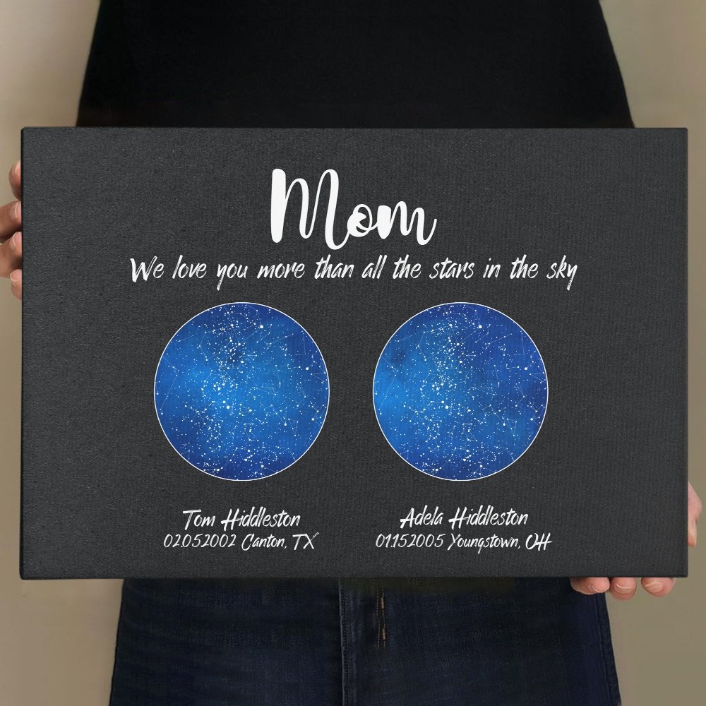 Custom Star Map, Personalized Night Sky, Mother's Day Gift Canvas Wall Art