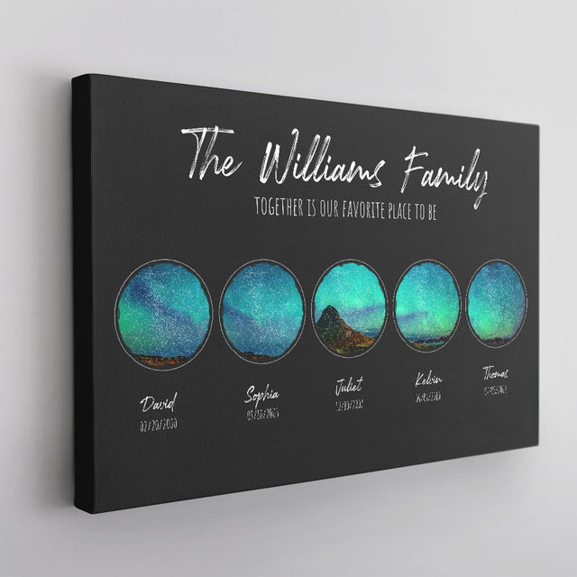 Custom Star Map, Personalized Night Sky, Personalized Family Name And Text Canvas Wall Art