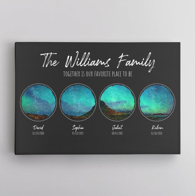 Custom Star Map, Personalized Night Sky, Personalized Family Name And Text Canvas Wall Art