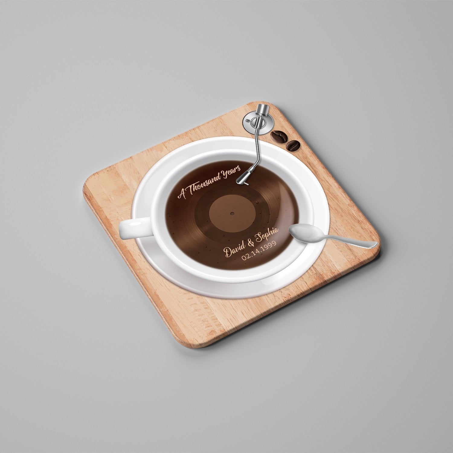 Custom Stone Coasters, Set Of 4, Coffee Cup Art