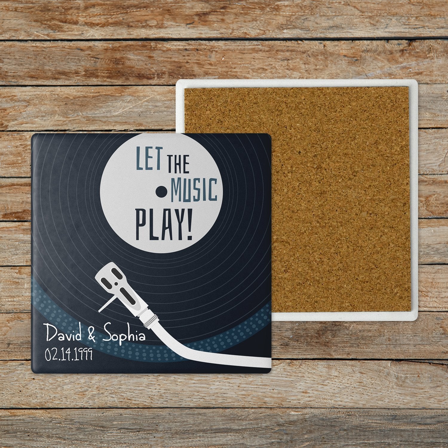 Custom Stone Coasters, Set Of 4, Let The Music Play