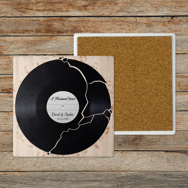 Custom Stone Coasters, Set Of 4, Personalized Name, Date, Song Name