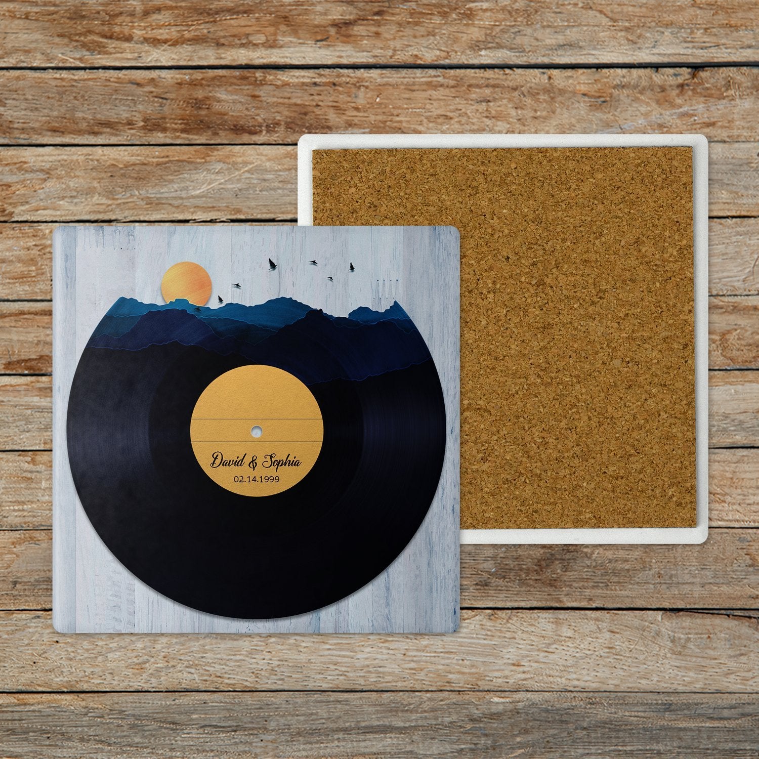 Custom Stone Coasters, Set Of 4, Vinyl Record Art, Custom Name