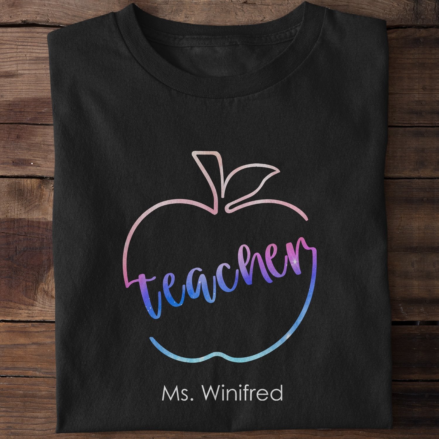 Custom Teacher Shirt, Apple Rainbow Art