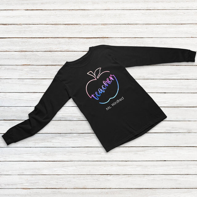 Custom Teacher Shirt, Apple Rainbow Art
