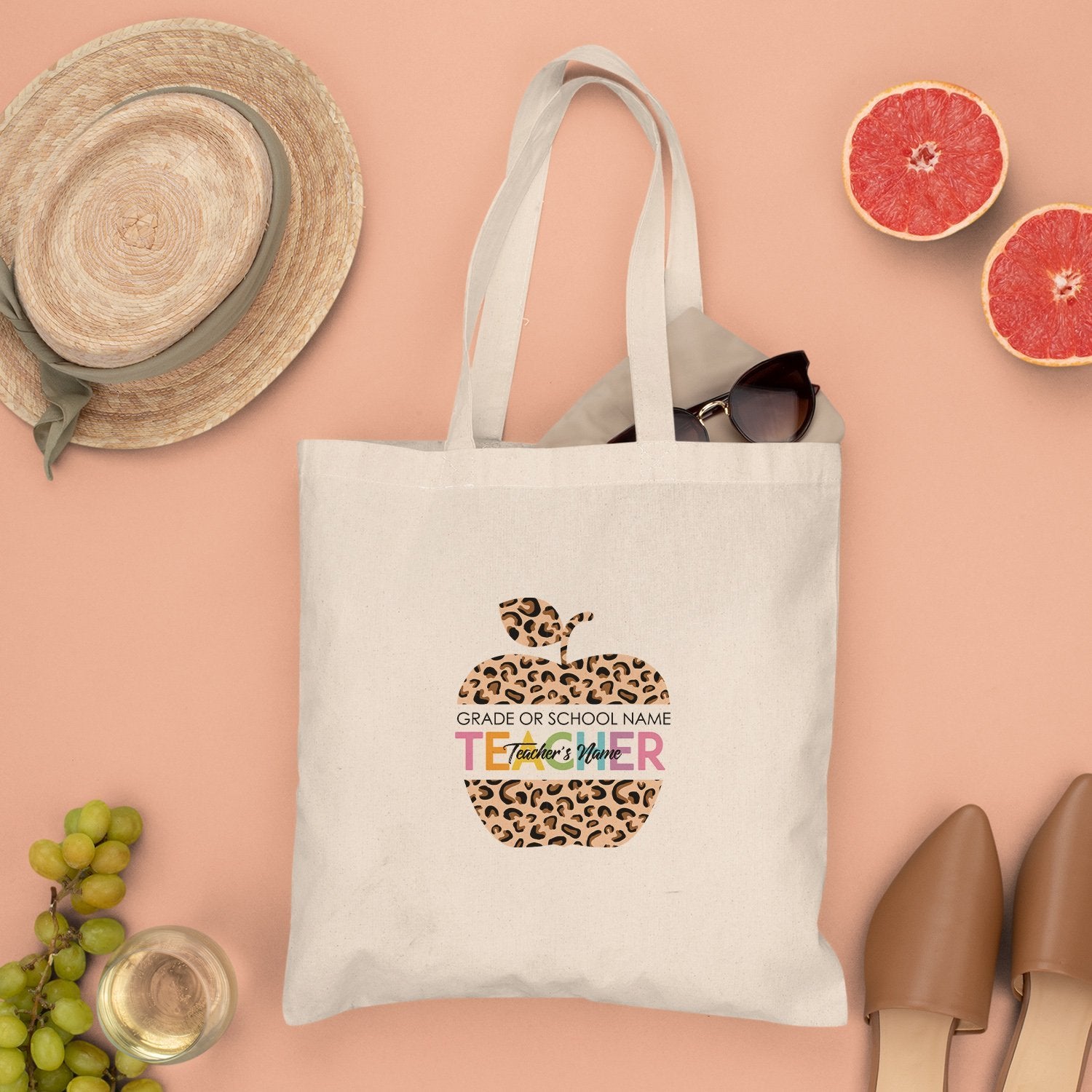Custom Tote Bag, Leopard Apple Art