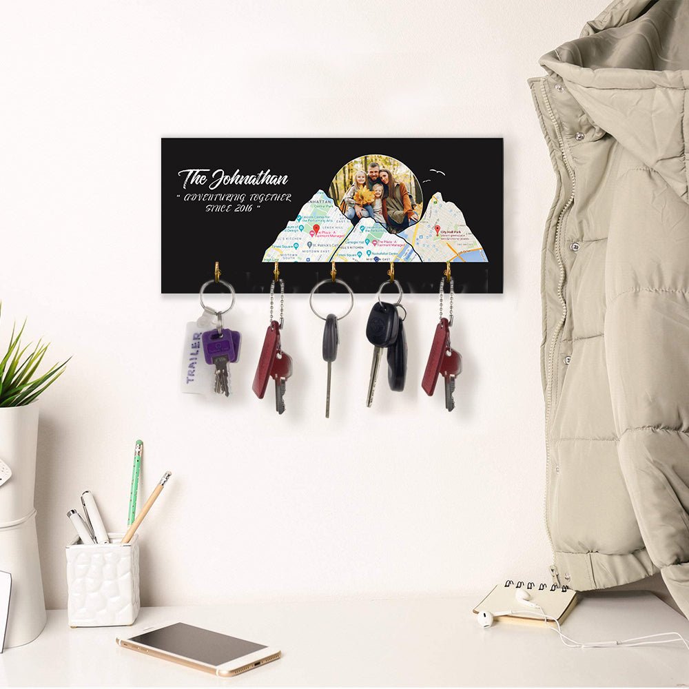 Custom Travel Map, Personalized Map Print And Photo, Key Hook