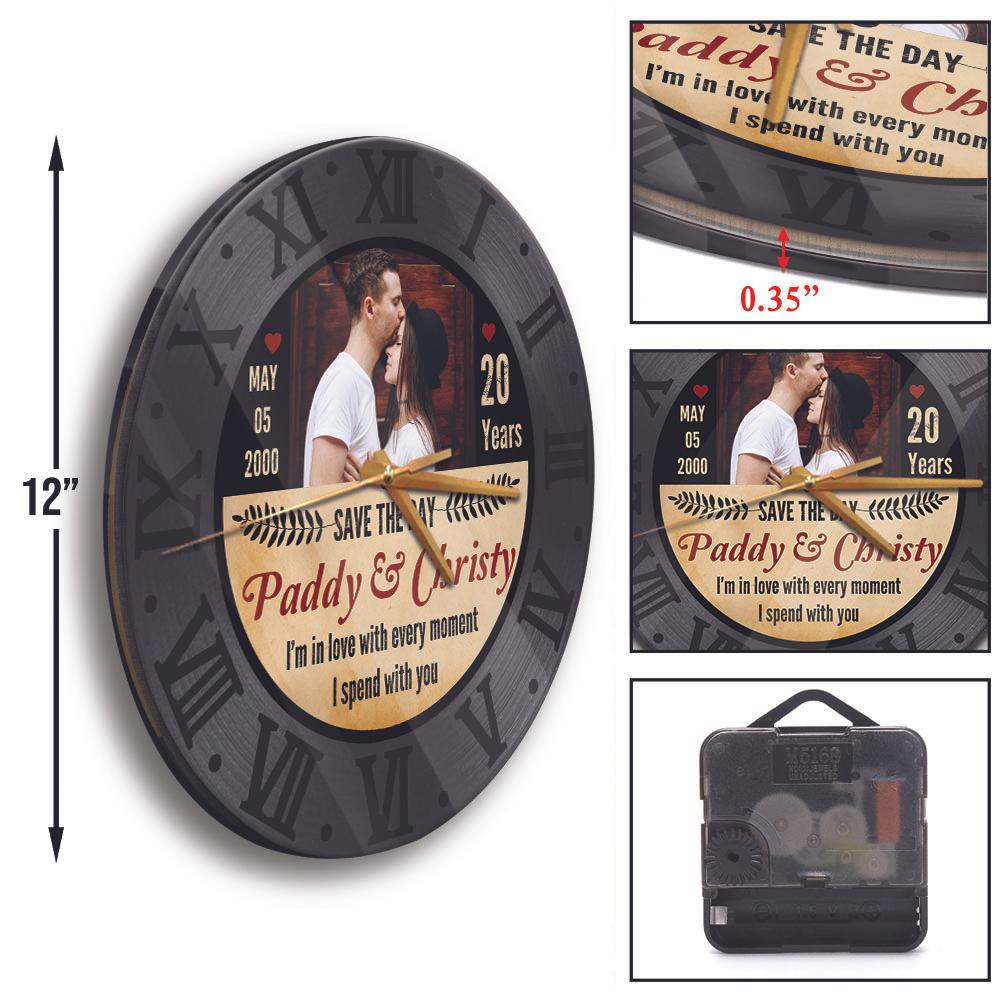 Custom Wall Clock, Personalized Name And Photo, Anniversary By Years