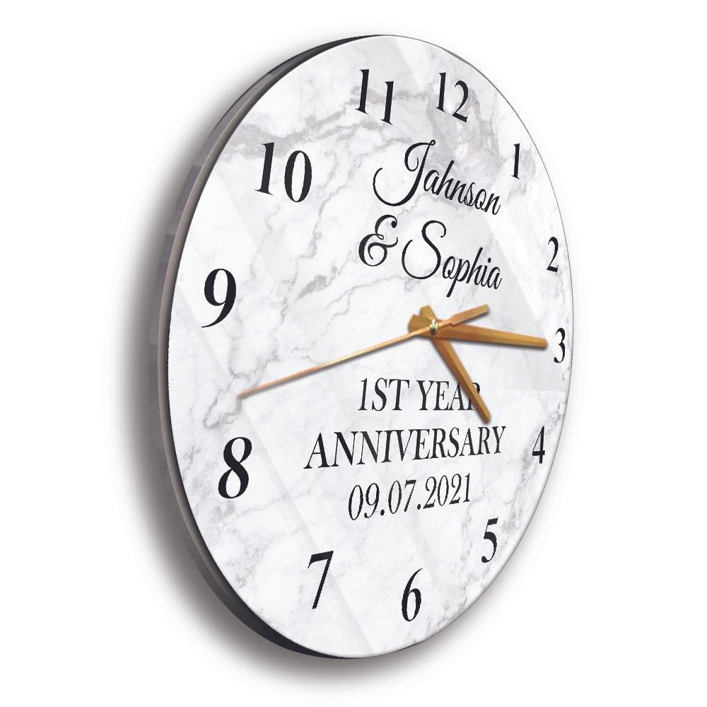 Custom Wall Clock, Personalized Name And Text, Gift For Anniversary