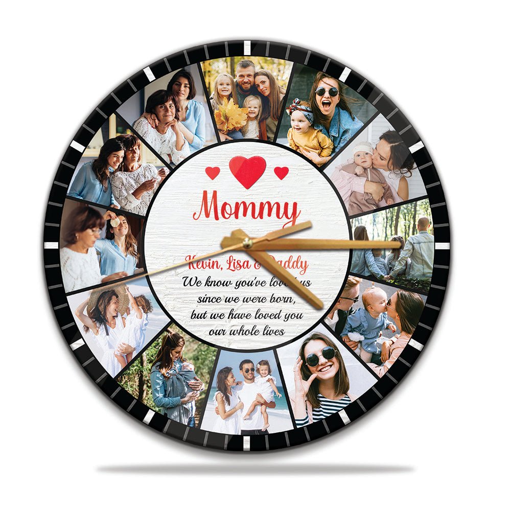 Custom Wall Clock, Personalized Photo And Name, Gift For Mom