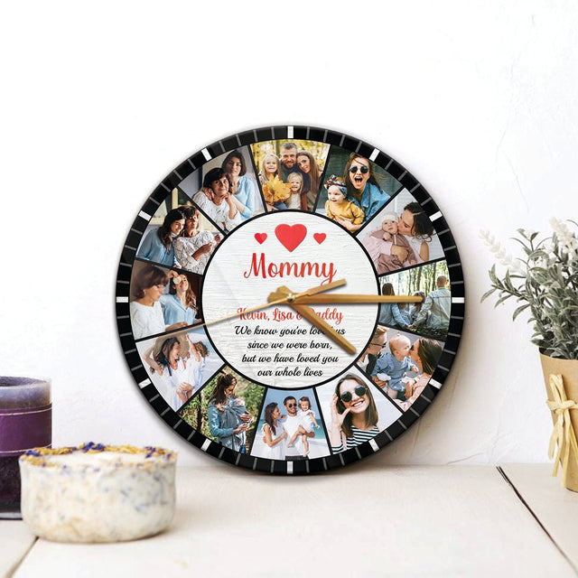 Custom Wall Clock, Personalized Photo And Name, Gift For Mom