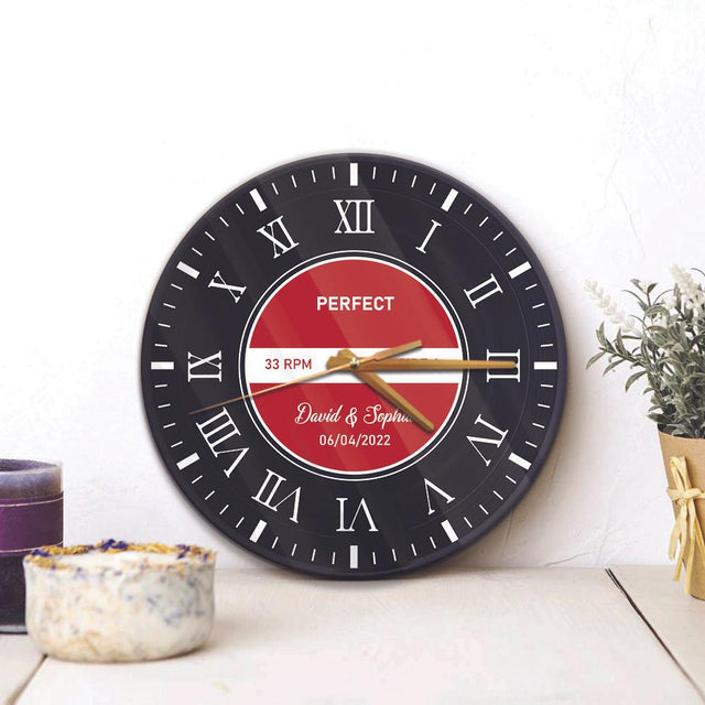 Custom Wall Clock, Vinyl Record, Personalized Name And Text