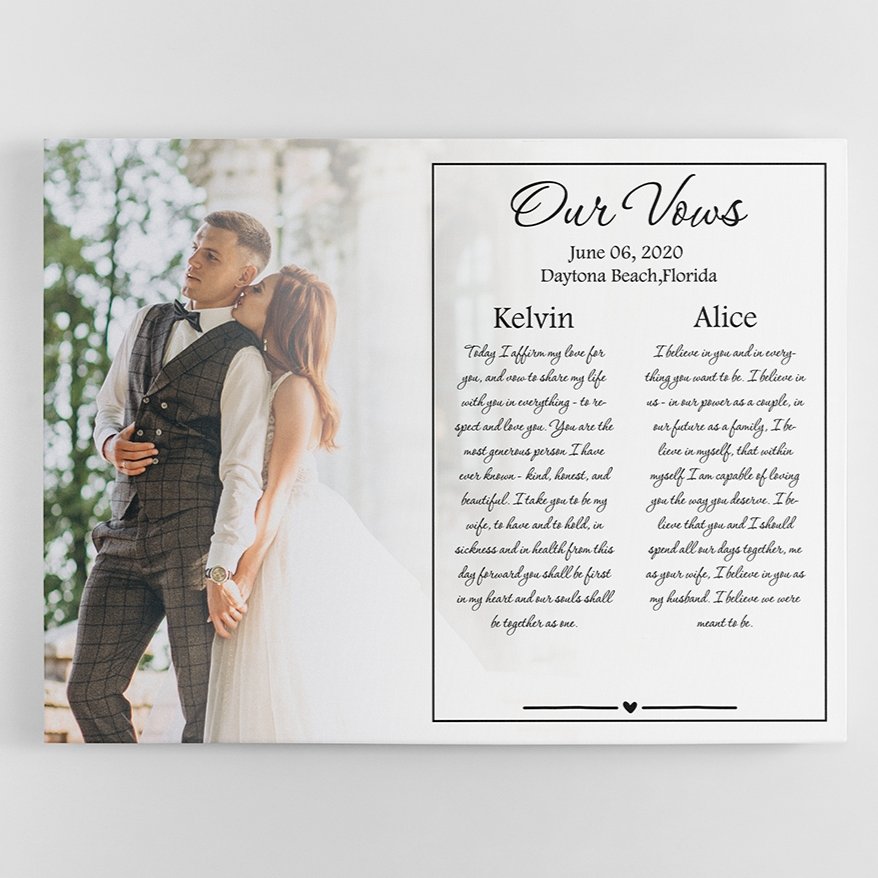 Custom Wedding Canvas, Our Vows and Wedding Photo