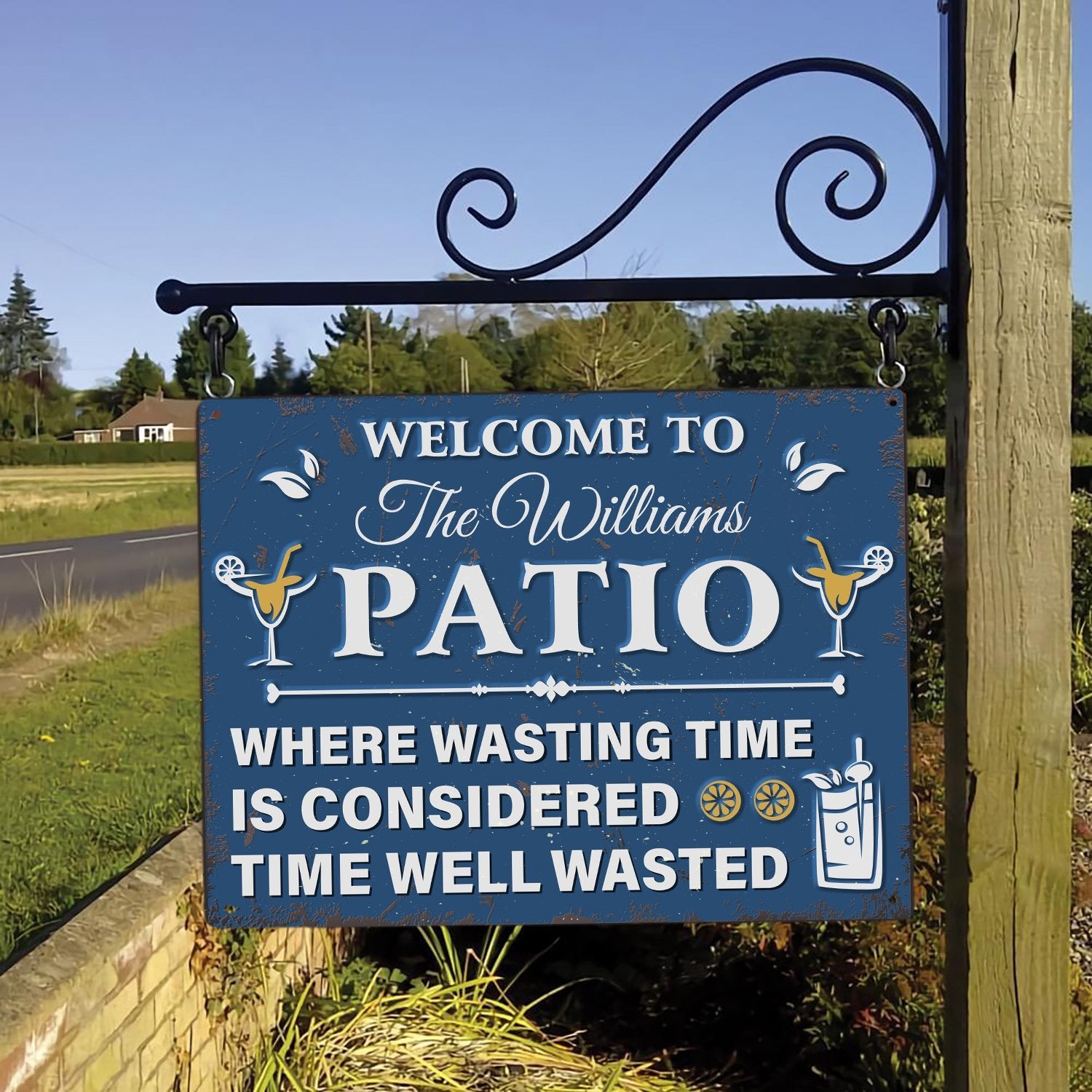 Customized Backyard Sign, Welcome To Patio Where Wasting Time Well Wasted