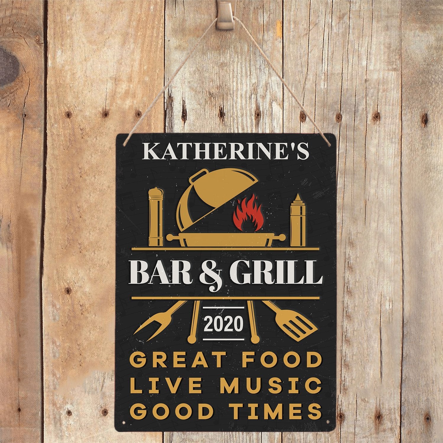Customized Bar Sign, Bar And Grill Great Food Live Music Good Times