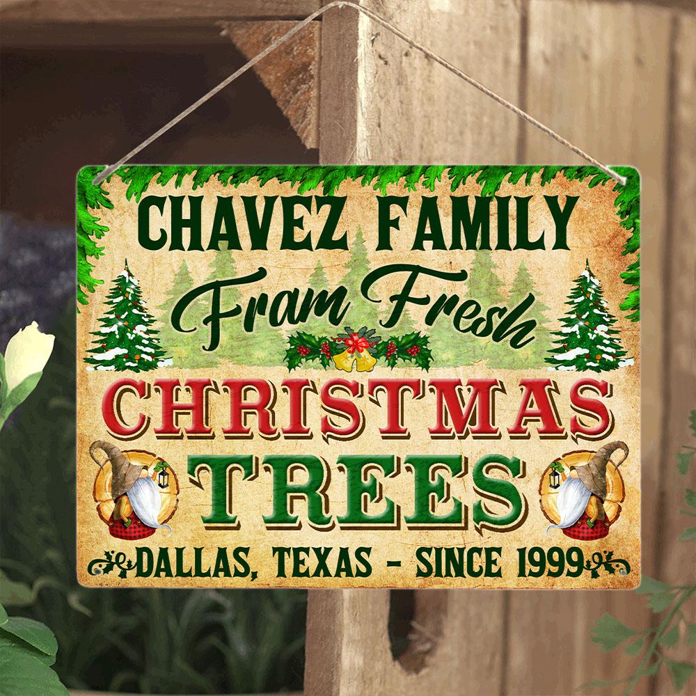 Customized Christmas Sign, Christmas Tree Farm Sign Farm Fresh, Personalized Family Name