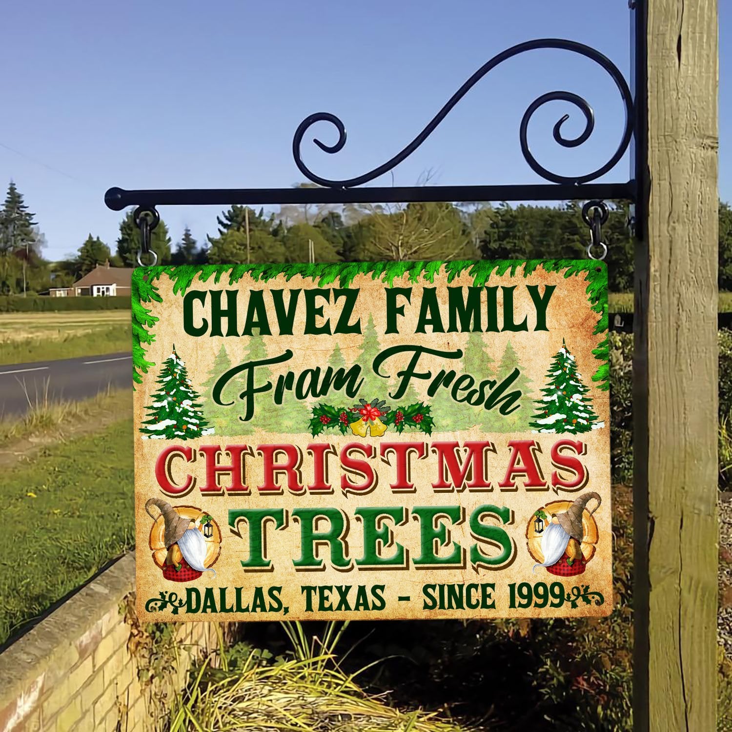 Customized Christmas Sign, Christmas Tree Farm Sign Farm Fresh, Personalized Family Name