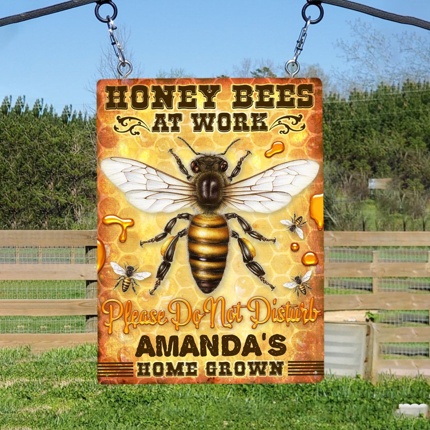 Customized Farm Sign, Bee Farm, Honey Bees At Work Please Do Not Disturb
