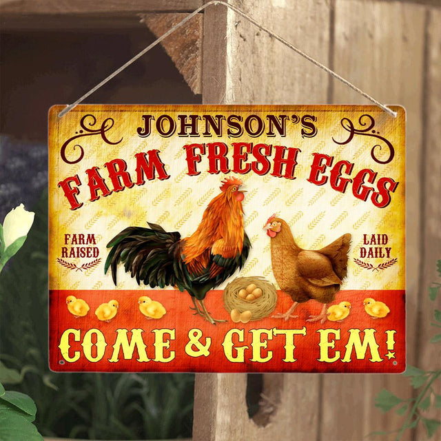 Customized Farm Sign, Chicken Coop Farm Fresh Eggs, Come And Get Em