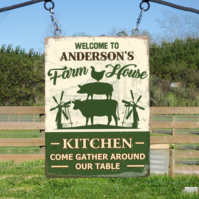 Customized Farm Sign, Farm And House Kitchen Come Gather Around Our Table
