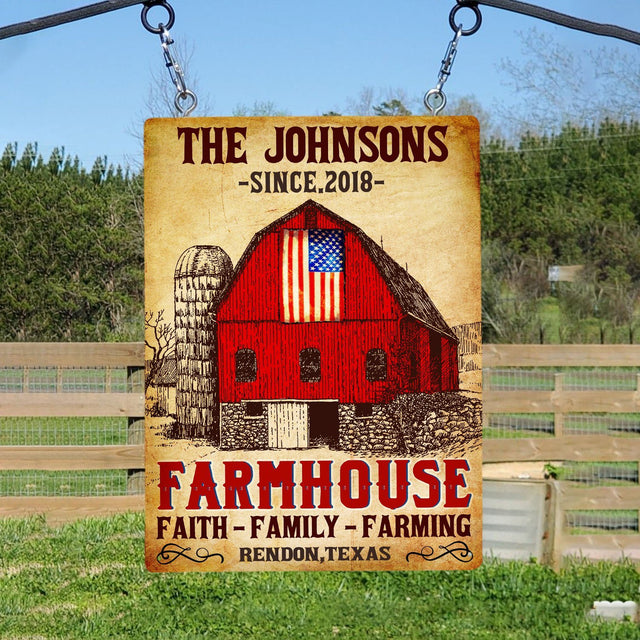 Customized Farm Sign, Farmhouse Faith Family Farming