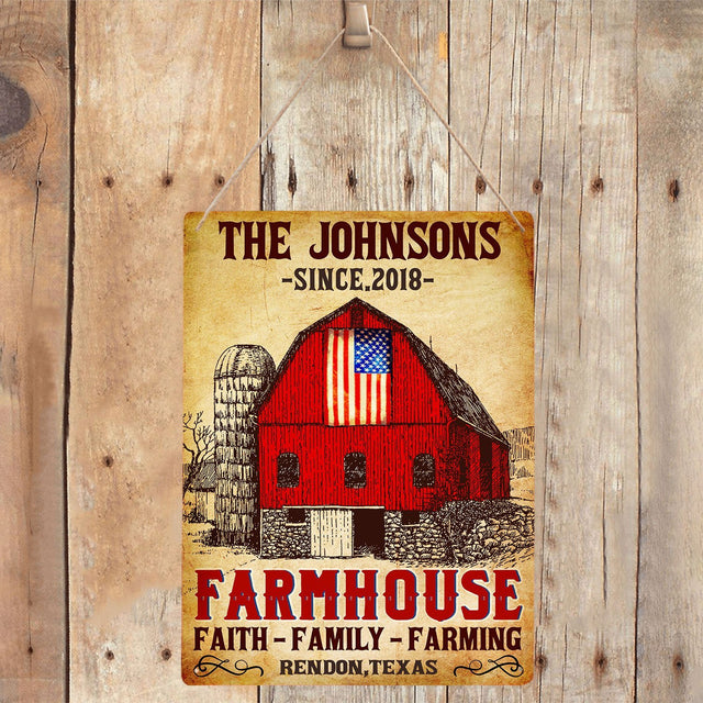 Customized Farm Sign, Farmhouse Faith Family Farming