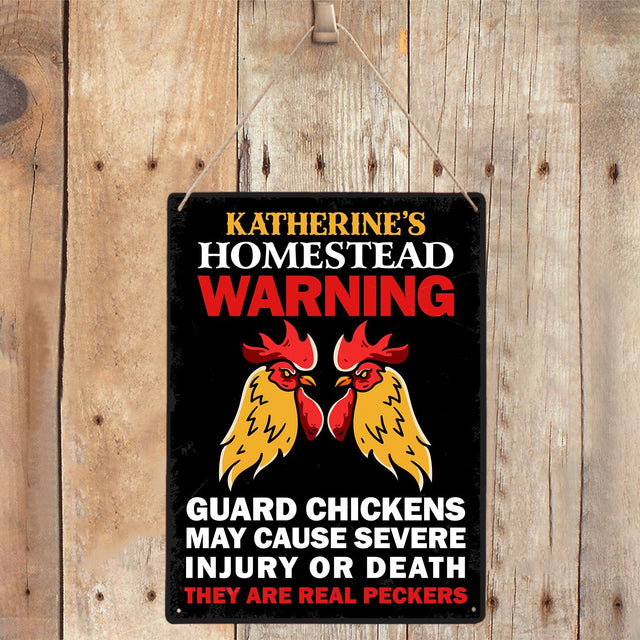 Customized Farm Sign, Homestead Warning Guard Chickens