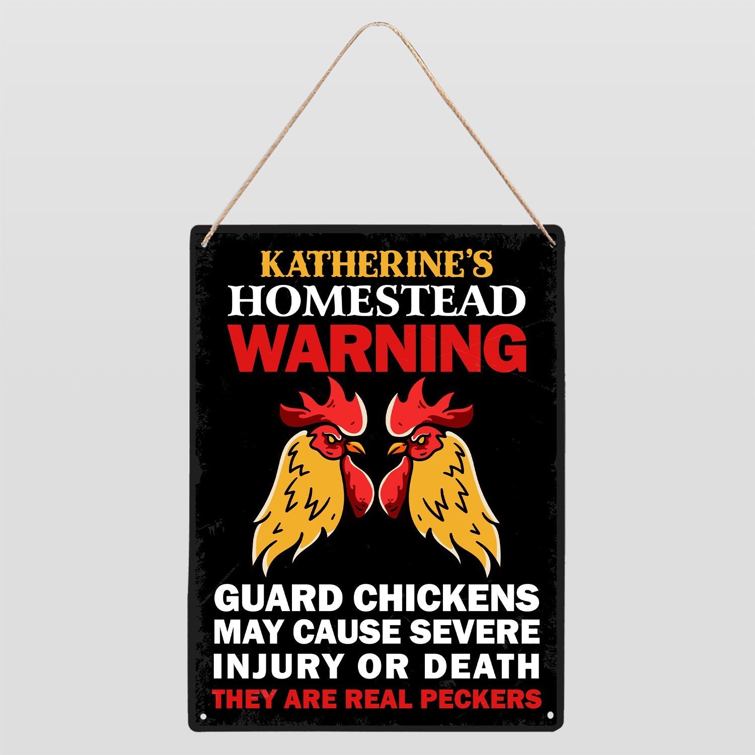 Customized Farm Sign, Homestead Warning Guard Chickens