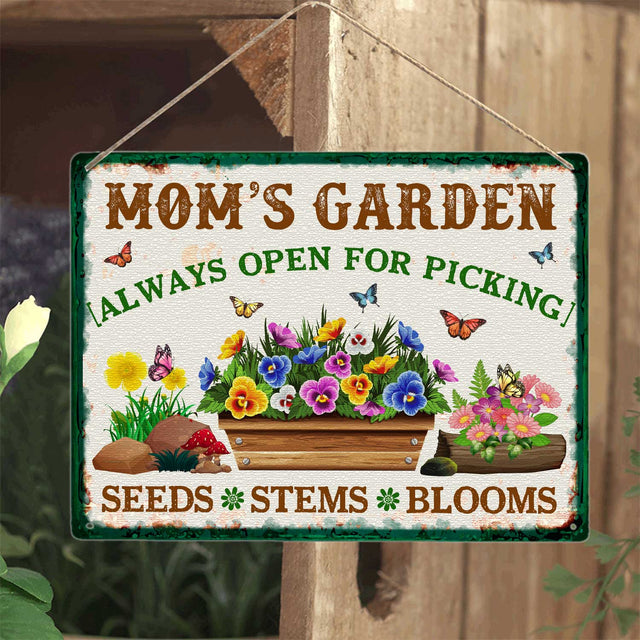 Customized Garden Sign, Always Open For Picking, Seeds, Stems, Blooms