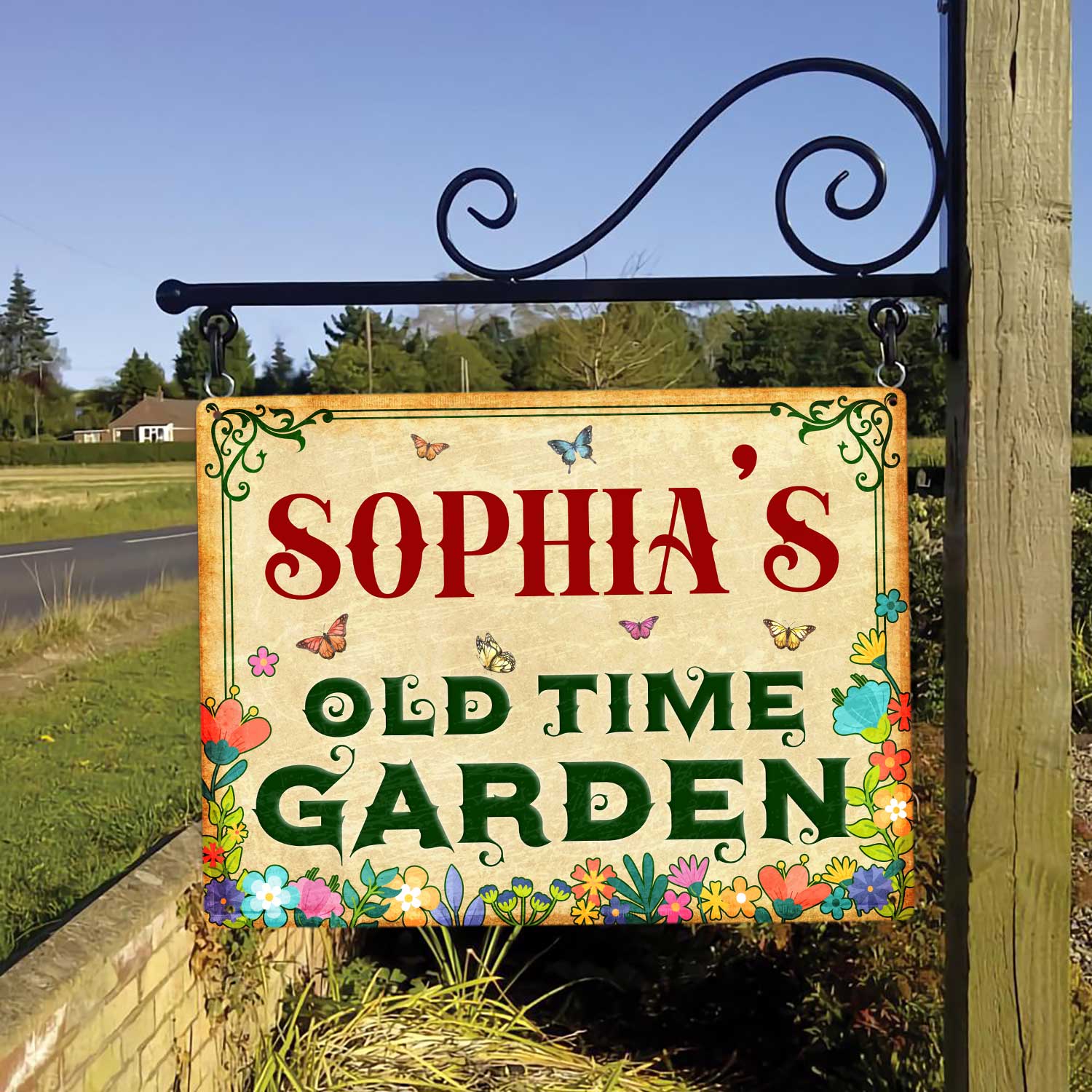 Customized Garden Sign, Personalized Name, Old Time Garden