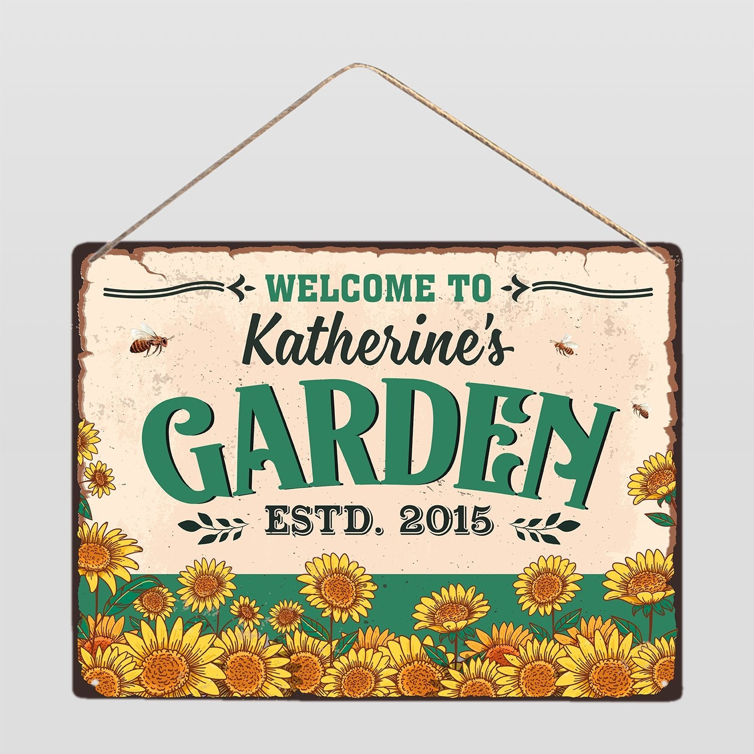 Customized Garden Sign, Sunflower Garden, Personalized Family Name