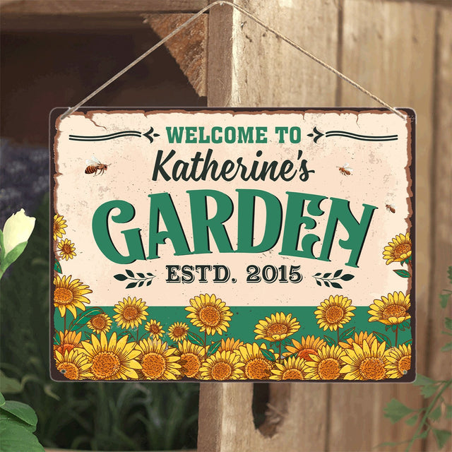 Customized Garden Sign, Sunflower Garden, Personalized Family Name