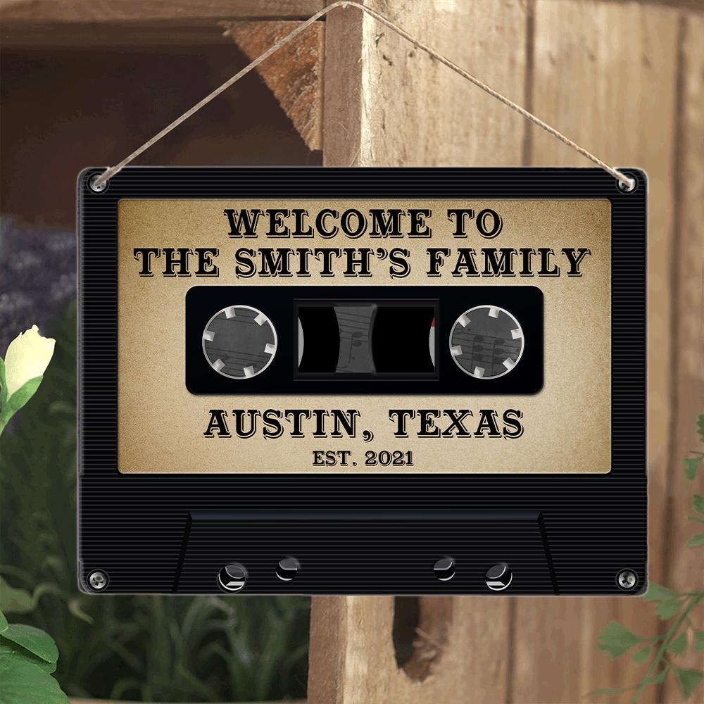 Customized House Sign, Cassette, Personalized Family Name