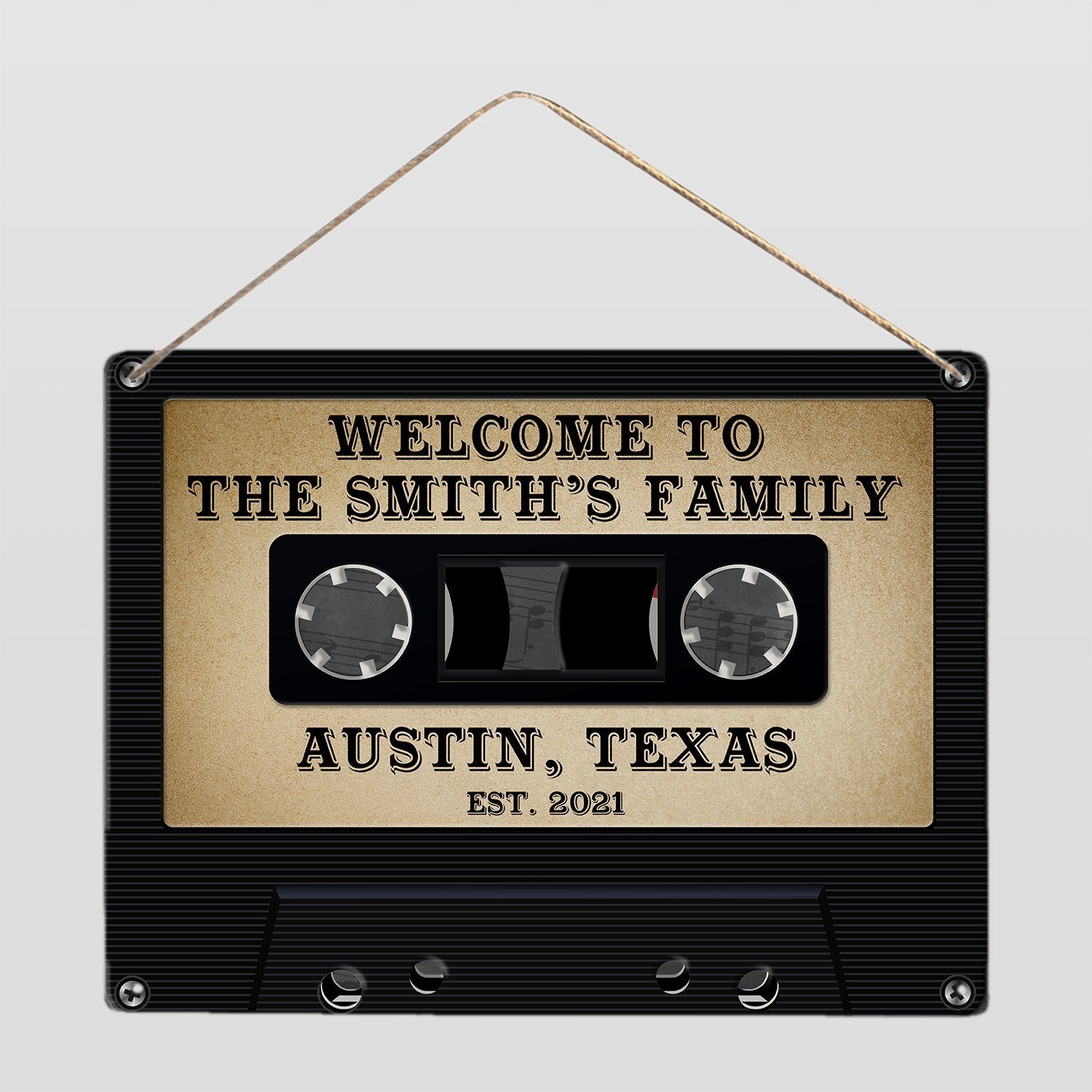 Customized House Sign, Cassette, Personalized Family Name