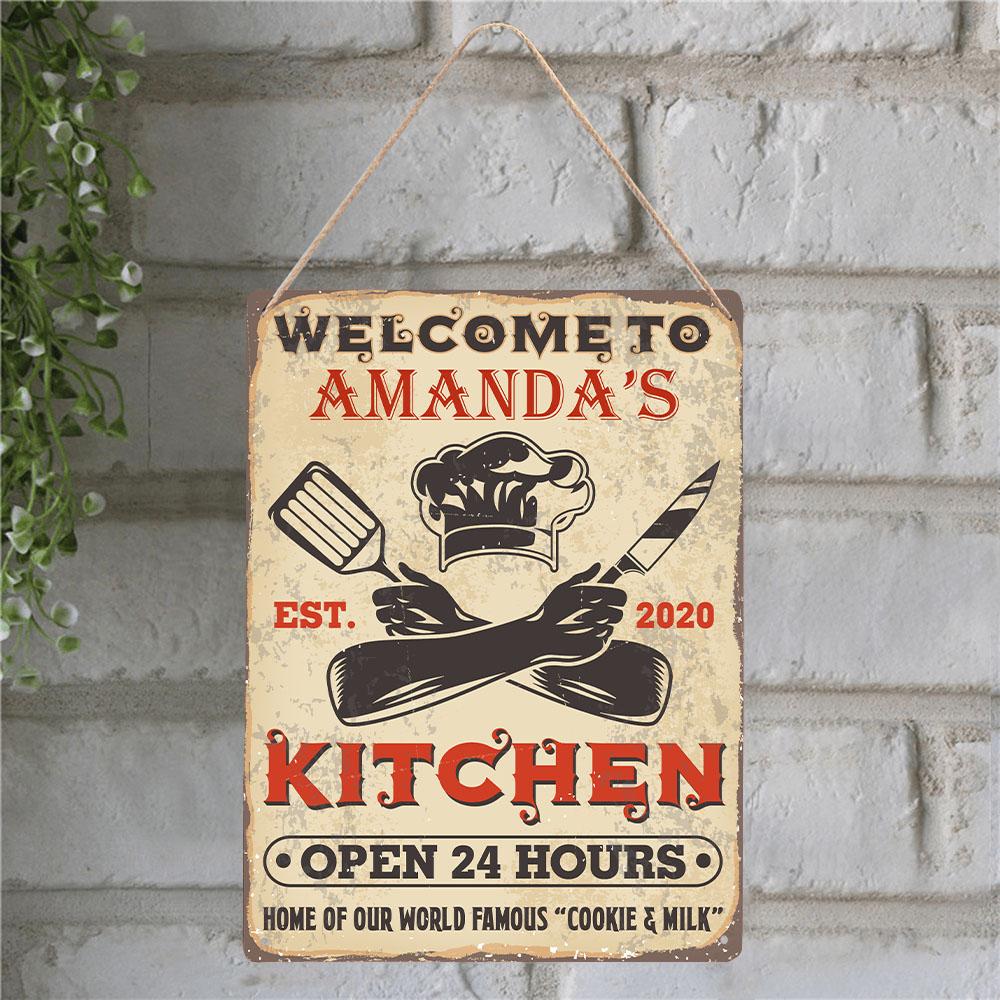 Customized Kitchen Sign, Welcome To Kitchen Open 24 Hours