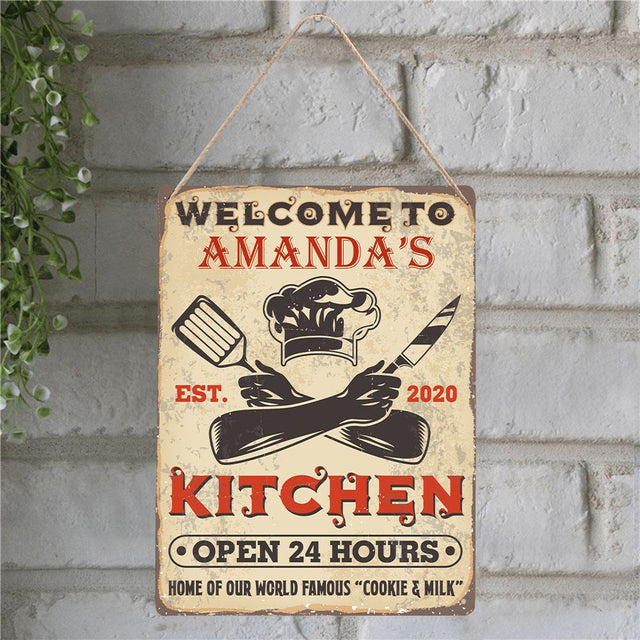 Customized Kitchen Sign, Welcome To Kitchen Open 24 Hours