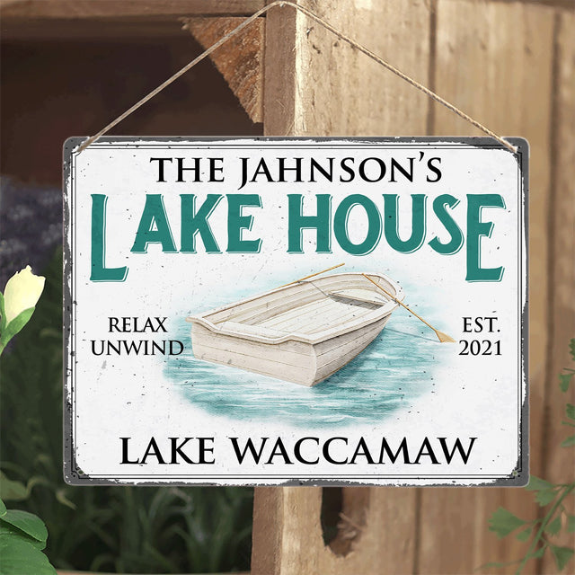 Customized Lake House Sign, Relax Unwind