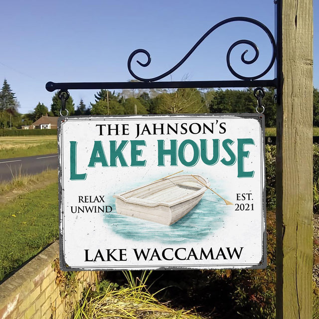 Customized Lake House Sign, Relax Unwind