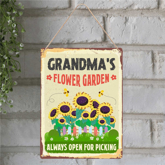 Customized Metal Sign, Flower Garden Always Open For Picking