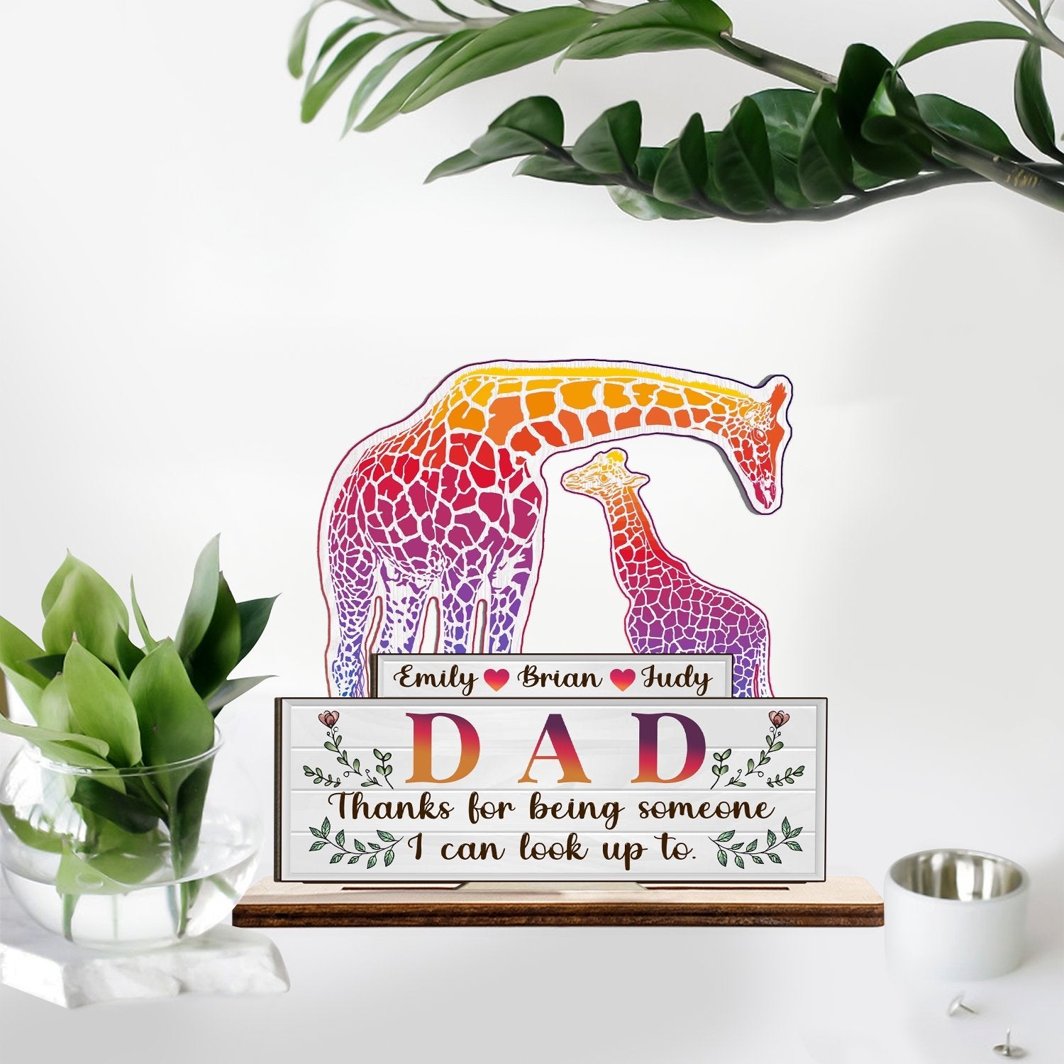 Cute Baby Giraffe, Personalized Name, Wooden Plaque 3 Layers