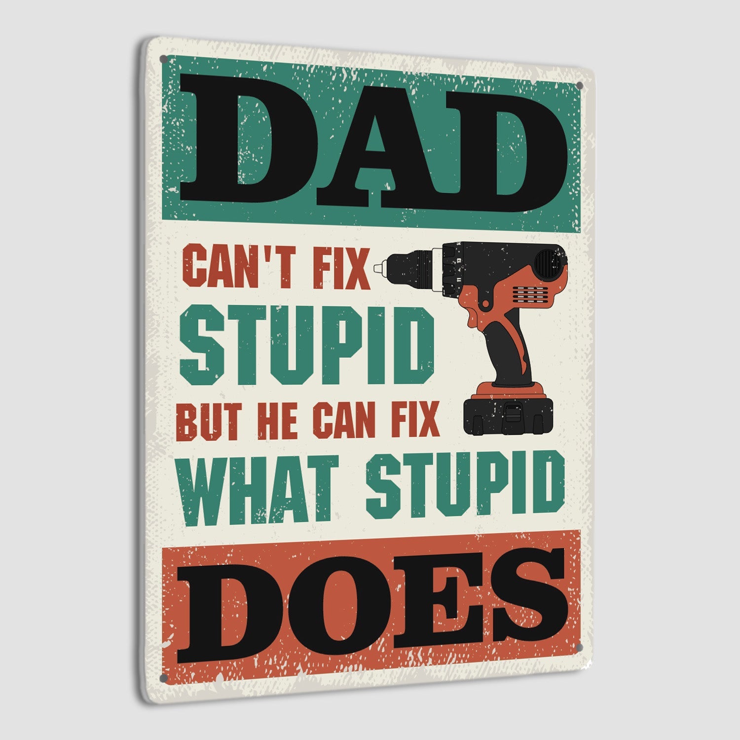 Dad Can't Fix Stupid But He Can Fix What Stupid Does, Metal Signs