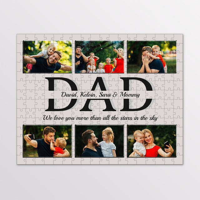 Dad, Custom Photo Collage, Personalized Name And Text Jigsaw Puzzles