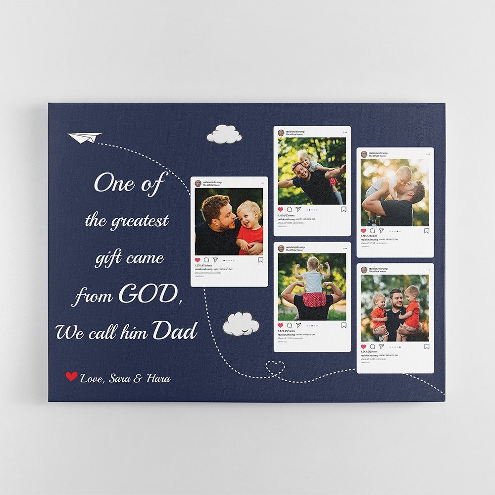 Dad Custom Photo Funny Post - Personalized Blue Whale Background Canvas