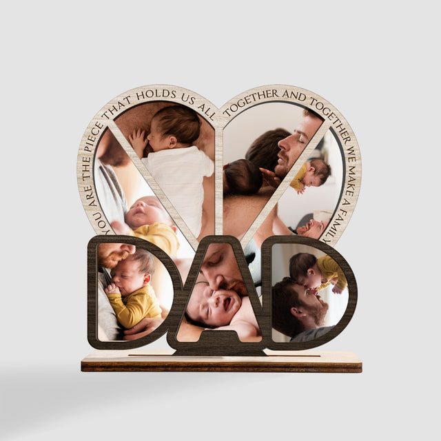 Dad, Custom Photo, Heart Shape, Wooden Plaque 3 Layers