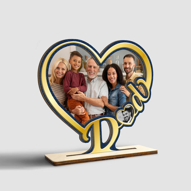 Dad, Custom Photo, Heart Shape, Wooden Plaque 3 Layers