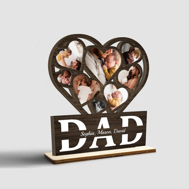 Dad, Custom Photo, Heart Shape, Wooden Plaque 3 Layers