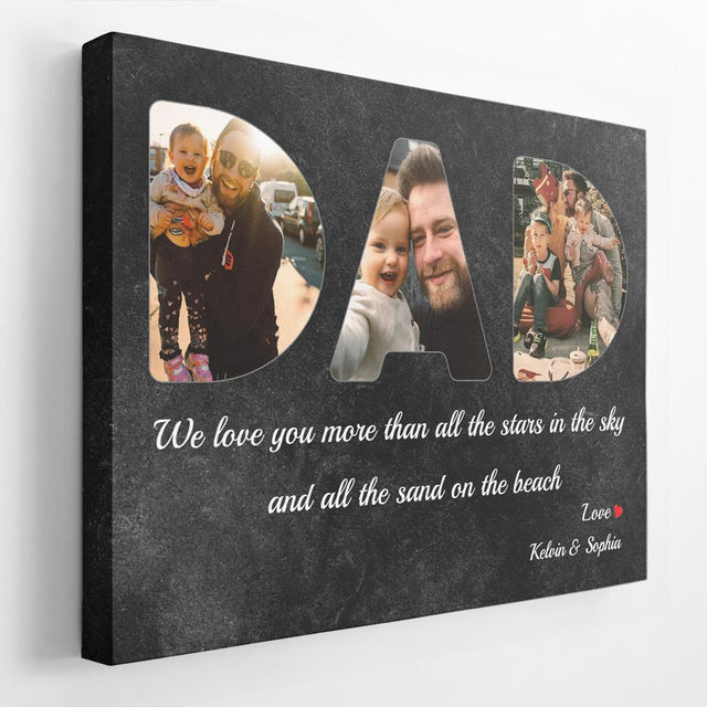 Dad Custom Photo - Personalized Black Wall Background Canvas